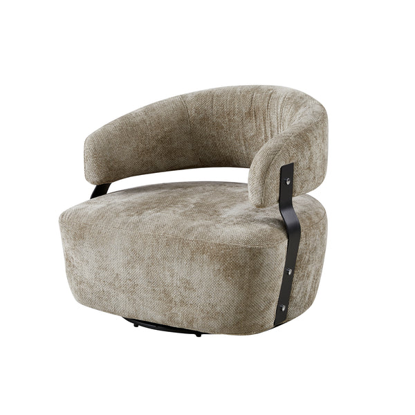 Textured Fabric Accent Chair with Metal Detail