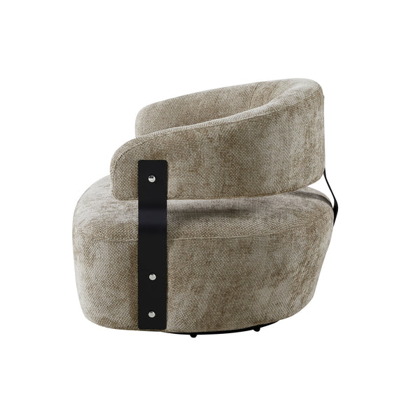 Textured Fabric Accent Chair with Metal Detail