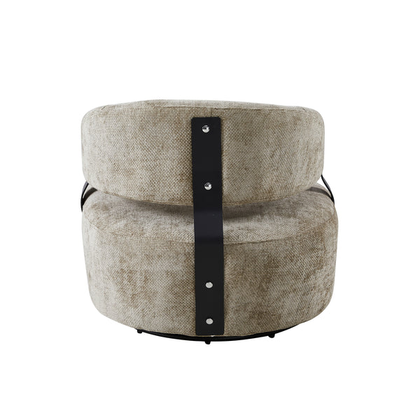 Textured Fabric Accent Chair with Metal Detail