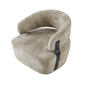 Textured Fabric Accent Chair with Metal Detail