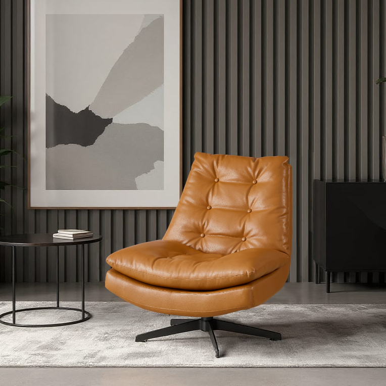 Modern Camel Swivel Recliner Chair