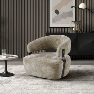 Textured Fabric Accent Chair with Metal Detail
